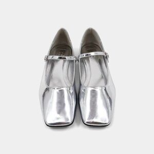 SHU SHOP NWOT Addison Silver Mary Jane Flats Multiple Sizes